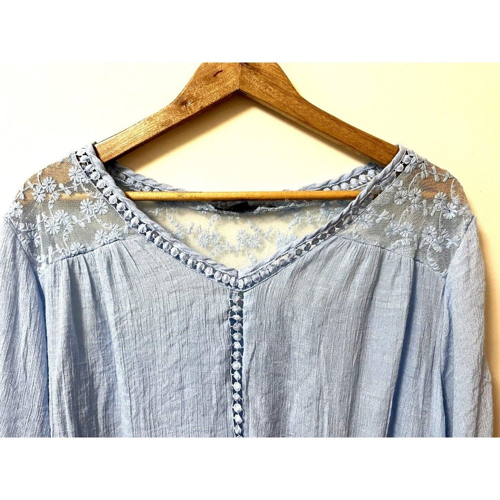 Zac and Rachel Brand Light Blue Bohemian Top Blouse 3X Great Condition - Picture 2 of 5